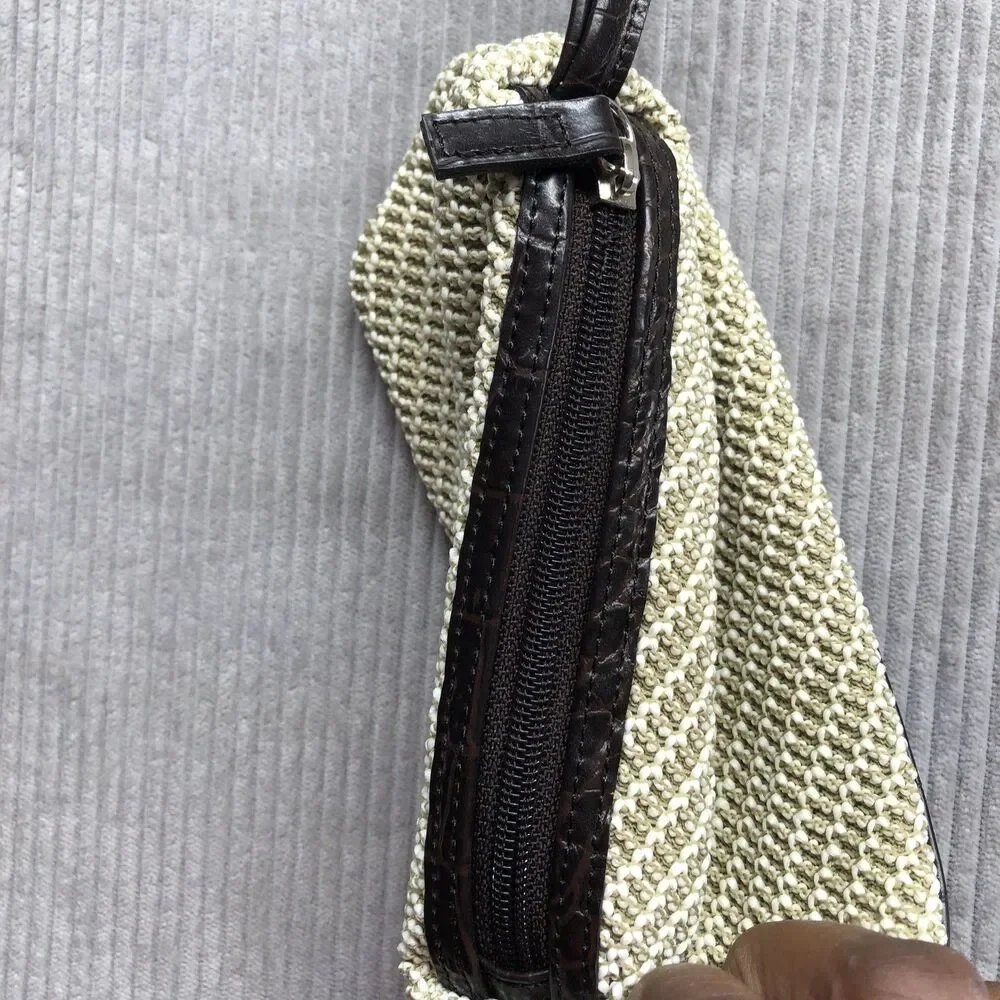 Gramercy by Stone Mountain Cosmetic Bag Knit Cream Brown Faux Crocodile